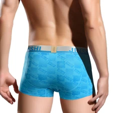 Men Short Boxer Briefs  Blue Collection Soft Men's Trunks Boxer Briefs Underwear