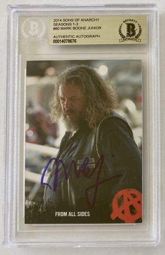 MARK BOONE JR. SIGNÉ 2015 SONS OF ANARCHY SAISONS 1-3 #80 AUTO BECKETT BOBBY FX - Photo 1 sur 2