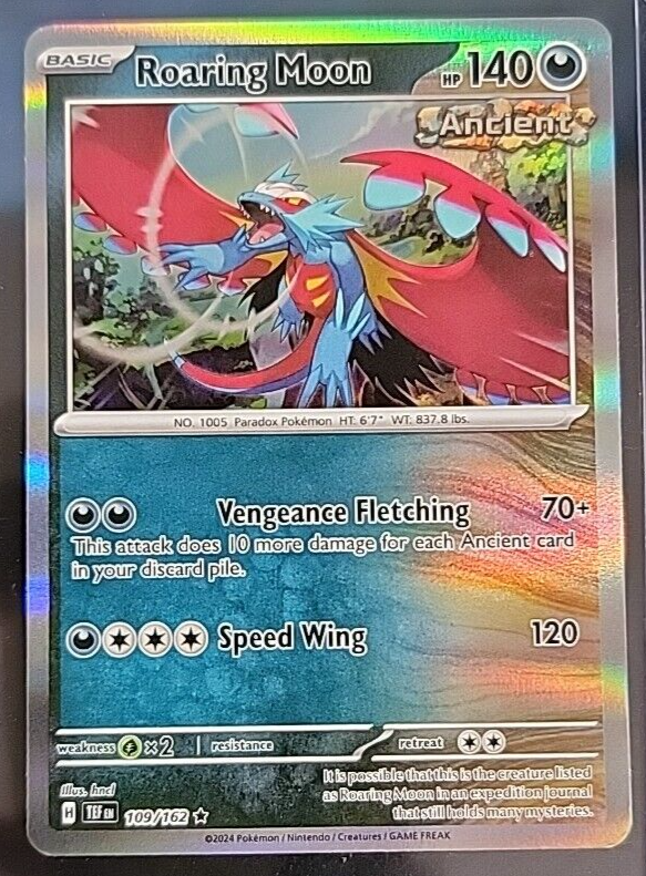 roaring moon pokemon card holographic 2023 Pokémon Temporal Forces Roaring Moon 109 /162 Holographic Ancient Holo