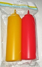 2 PIECE CONDIMENT DISPENSERS  Mustard and Ketchup 14 oz.