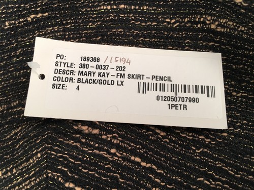 NEW Mary Kay By Twin Hill Women's Black & Gold Pencil Skirt Sz.4 Petite NWT - Picture 7 of 10