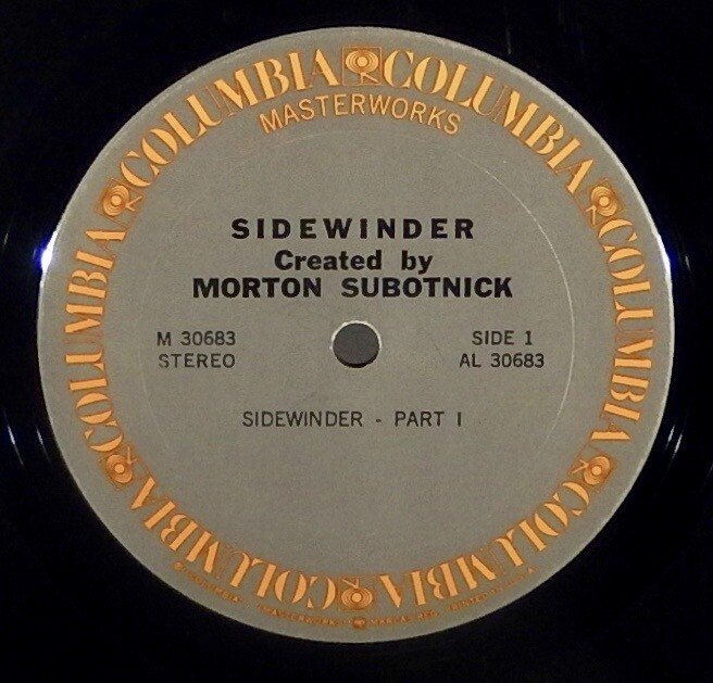 Morton Subotnick SIDEWINDER LP 電子音楽 Morton Subotnick – Sidewinder – Vinyl (LP, Album), 1971