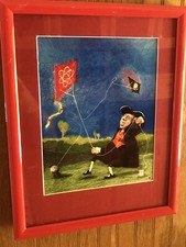 Benjamin Franklin's famous kite experiment Framed Pop Art Office Decor Signed