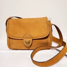  Rare Authentic ESCADA Soft Saddle Tan Leather Crossbody Bag Made in Italy