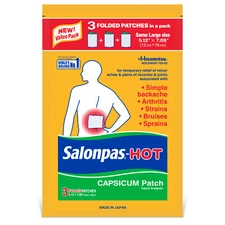 2 Pack Salonpas-HOT Capsicum Patch Topical Anagesic 3 Patches Each 5.12" x 7.09"