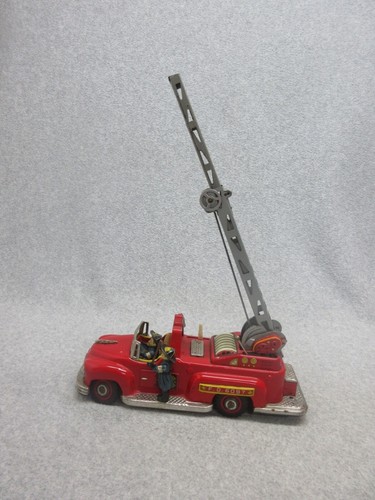 Working 1950 Tin Litho Battery-Op FIRETRUCK Ladder Truck NOMURA JAPAN FD 6097 - Picture 4 of 6