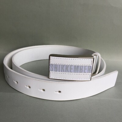 BIKKEMBERGS White Leather Men's Belt  Size  XL : 105 