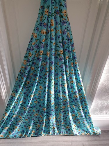 1m Printed turquiose multi colour floral viscose dress fabric 58" - 第 2/11 張圖片
