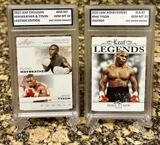 LOT OF 2 MIKE TYSON & Mayweather LEAF GRADED GEM-MT 10 & Tyson Legends LA-07!!!