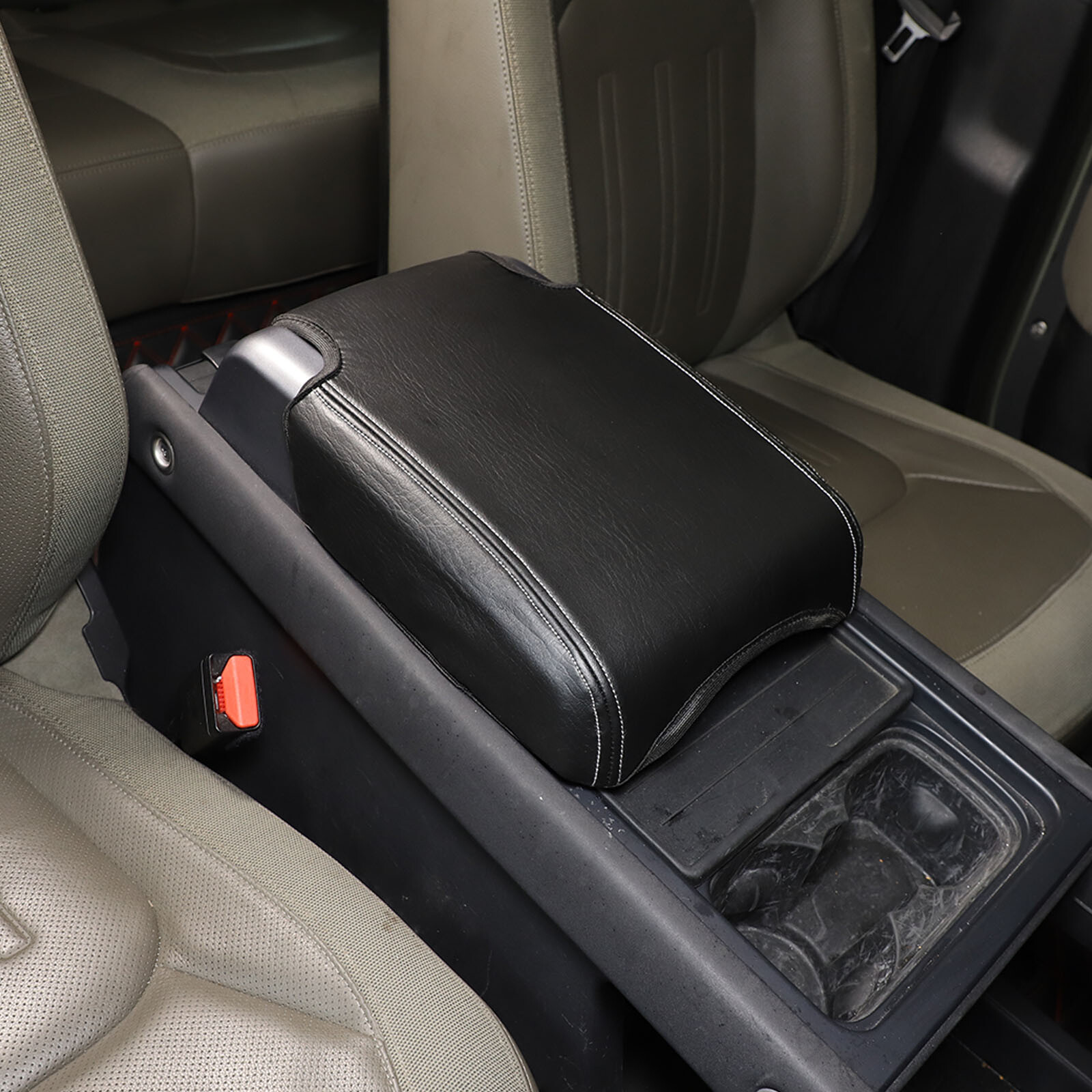 PU Leather Center Console Armrest Box Panel Cover For Land Rover ...