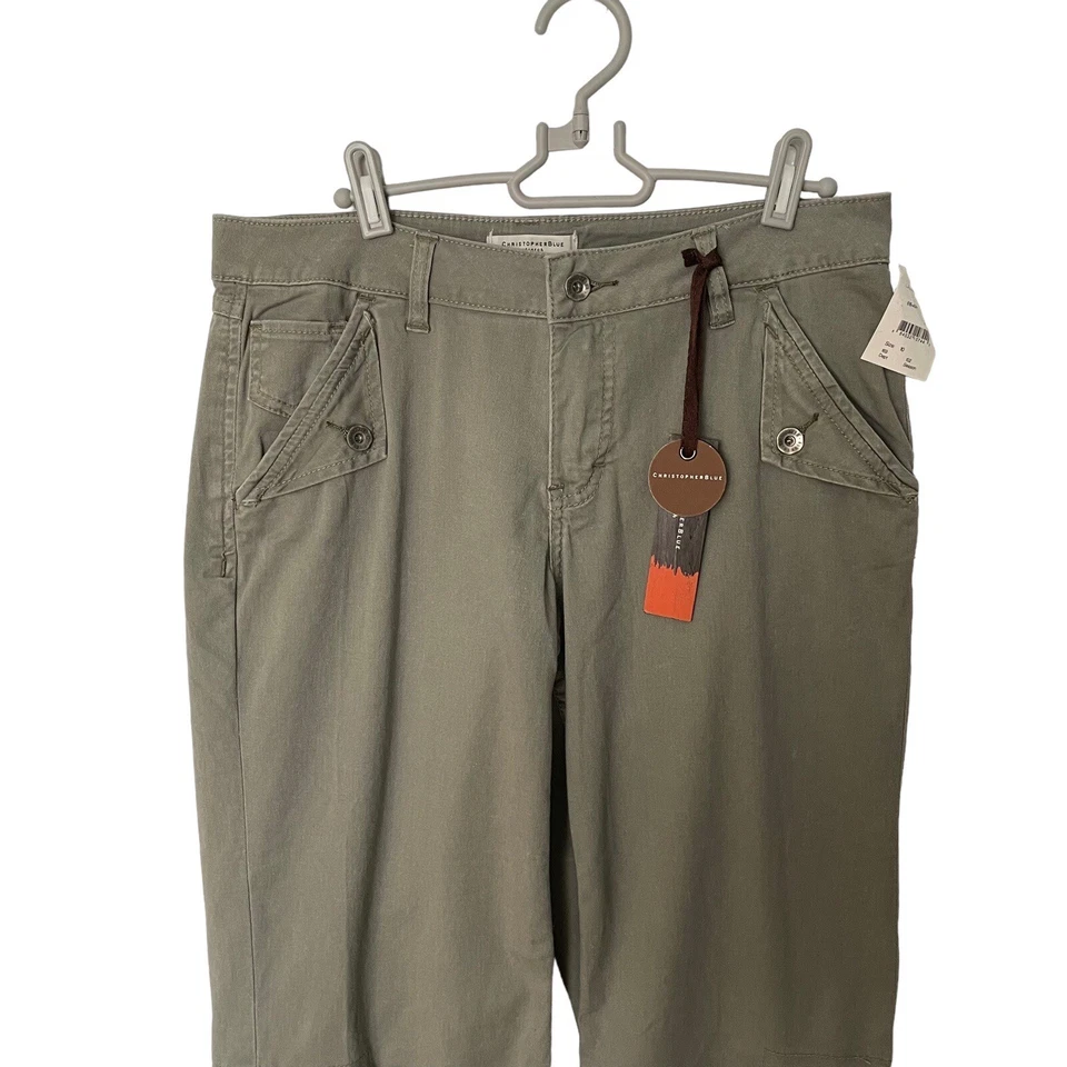 Christopher синий ZENN груза укороченные брюки эластичной хаки зеленый размер 10 новый с Ярлыками - Изображение 3 из 4