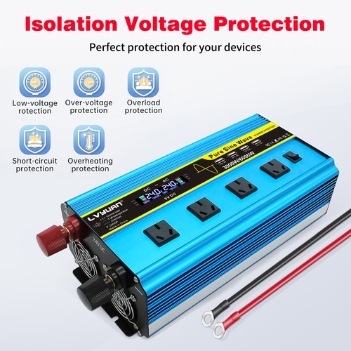 Pure Sine Wave 3000W 6000W Power Inverter 24V to 240V 4USB 4AC Remote Control - Picture 3 of 9