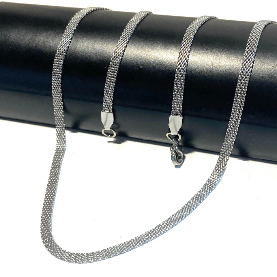 Collana snake piatta in acciaio inox da uomo donna catenina catena lunga 50 cm - Immagine 4 di 4