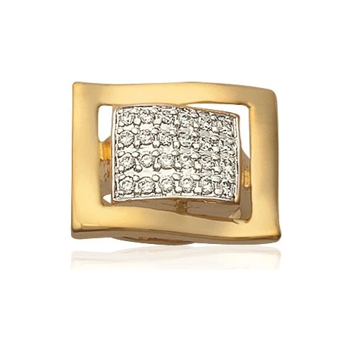 Bague Large Forme Carrée Pavé ZIRCONIUM Plaqué or 18 Carats Tailles 50 à 60 - Photo 3/4