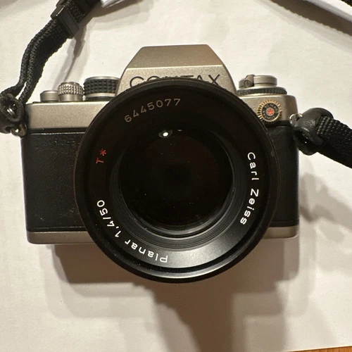 Contax S2 SLR Film Camera  W/ C. Zeiss 50 Mm F  1.4 Lens  Ex+ NICE w/ case
