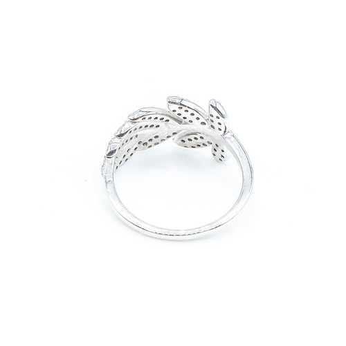 Sterling Silver Feather Ring With Clear Cubic Zirconia Size 7 - Picture 4 of 6