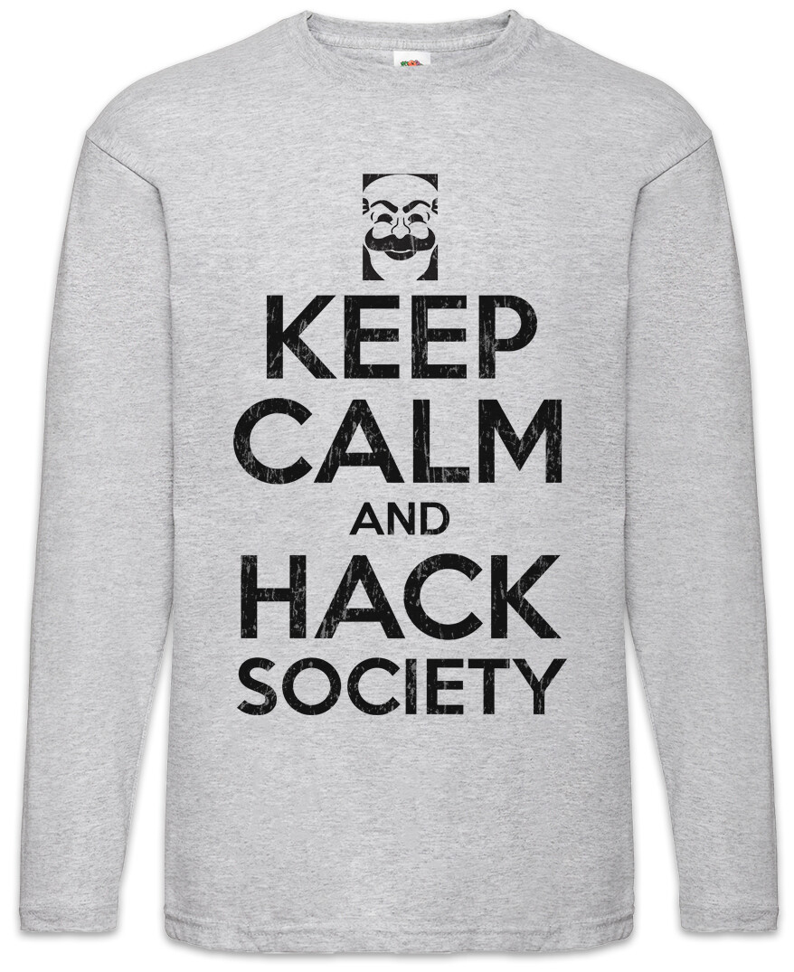 ALTRA T shirt manica lunga uomo Keep Calm And Hack Society Mr. Robot nerd hacker divertente
