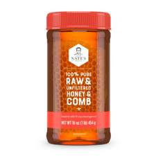 Nate's 100 Pure Raw  Unfiltered Honey and Comb - 16oz. Jar
