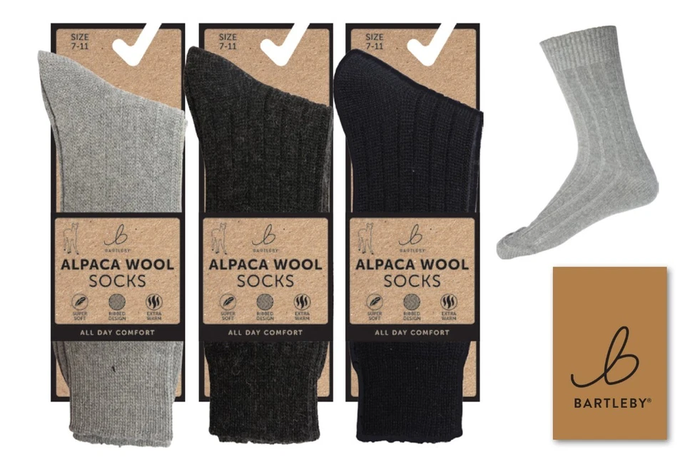 Bartleby Men's Alpaca Wool Socks Wool Blend PACK OF 3 SOCKS Size 7-11 WK550