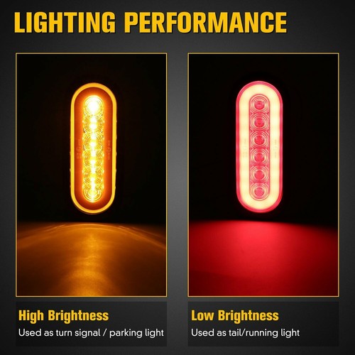 8 luces ovaladas de parada/giro/cola/freno para camión remolque 6 LED selladas rojas amarillas 6" - Imagen 2 de 7