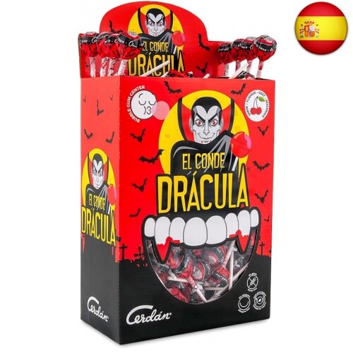 Cerdán Drácula Chupa Sabor Cereza Caramelos con Palo relleno de Chicle 200 U