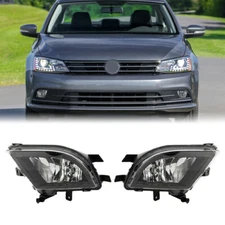 Pair Fit 2015-2018 VW Volkswagen Jetta MK6 Clear Lens Fog Lights Lamps No Wiring