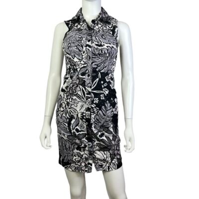 BCX Black Floral Bodycon Summer Dress Size Small (H10170)
