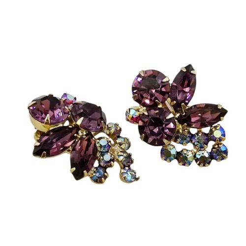 Vintage Juliana Rhinestone Clip Earrings (A8496) - Picture 2 of 5