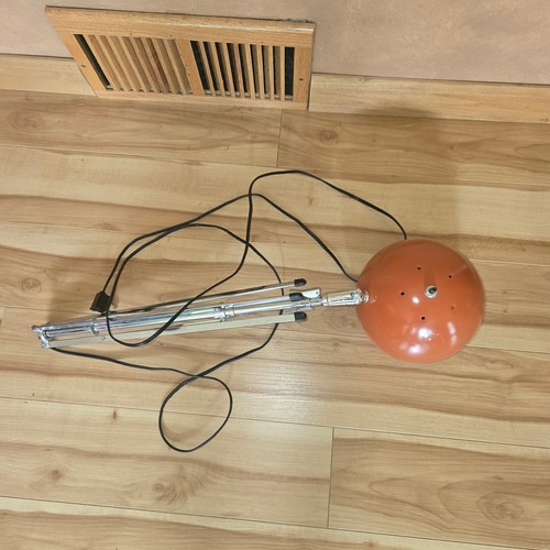 MCM Retro Orange Eye Ball Floor Lamp Light Tripod Adjustable ~56"-32" Vintage - Photo 7/17
