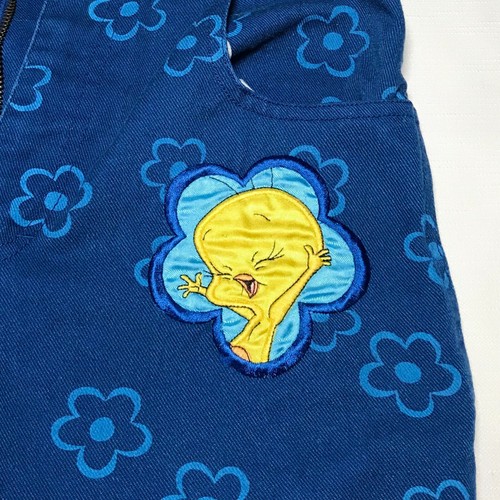 Vintage 90s Blue Floral Looney Tunes Capri Jean Pants / Size: 0 Womens, Girls 14 - Picture 6 of 9