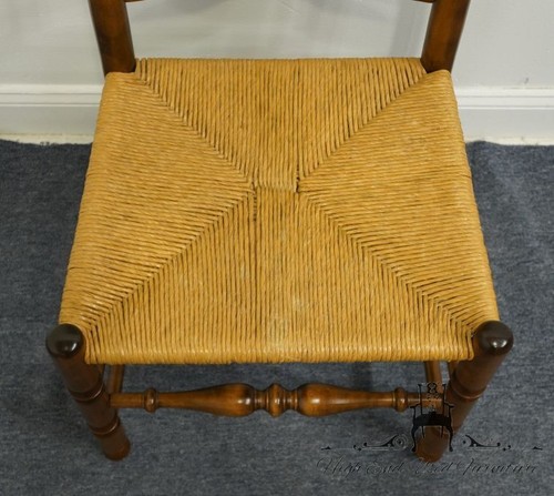 ETHAN ALLEN Heirloom Nutmeg Maple Colonial Early American Ladderback Rush Sea... - Picture 7 of 8