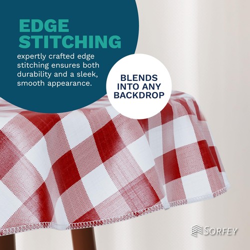 Tablecloth - Vinyl with Flannel Back 70" Round Water Proof Easy to Clean Chec... - Picture 6 of 7