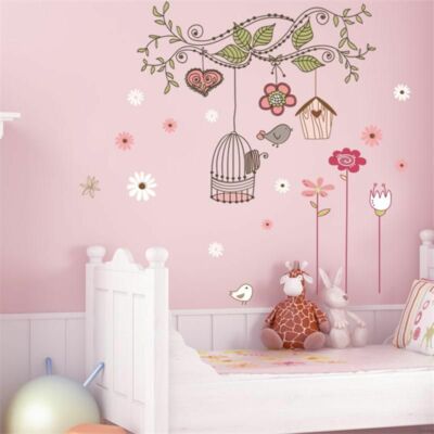 Pvc Wall Stickers Baby Room Decorations Flower Bird Cage House Sticker | EBay