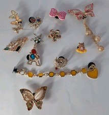 Lot of 12 Pc Rhinestone Bejeweled Bling Sparkly Bear Heart Shoe Croc Charms