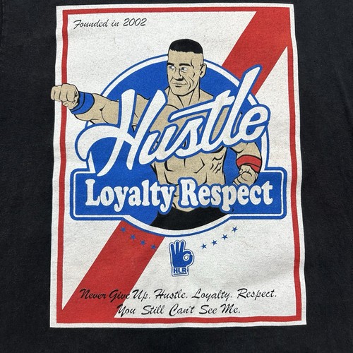 Camiseta Negra WWE WWF John Cena Hustle Loyalty Respect Fundada en 2002 Talla L - Imagen 4 de 11