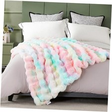 Decorative Colorful Throw/Travel Size - 50" x 60" Bubble - Rainbow/Colorful