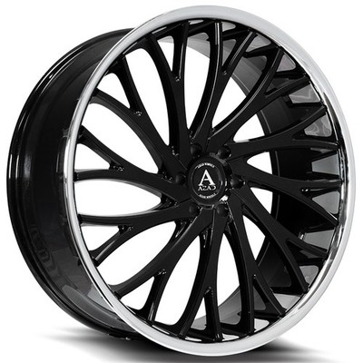22x9.5 Azad Wheels AZV01 Gloss Black with SS Lip Rims (4pcs) A1
