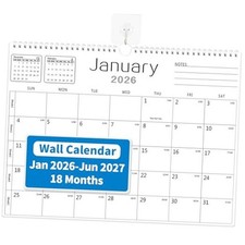 Calendar 2026-2027, Wall Calendar 2026-2027 From January 2026 14.7" x 11" White