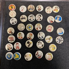 Kelloggs Pep Pinback Lot Of 35 Cereal Premiums 1940’s Comics +