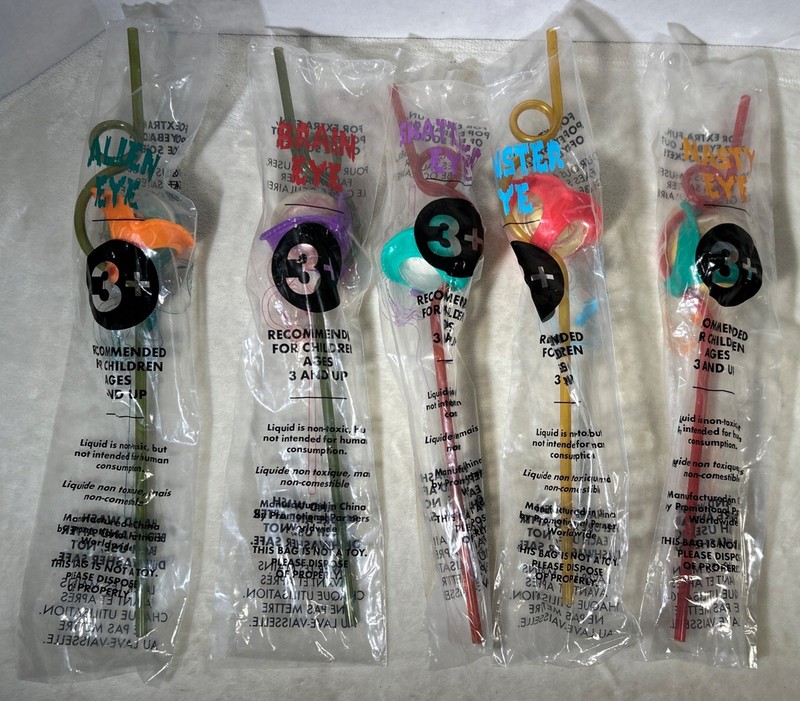 Taco Bell Monster Eye Straw Lot Of 5 Straws Alien Shattered Monster Brain Nasty