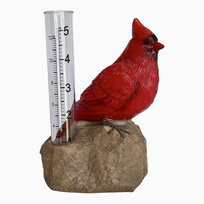 Gift Essentials Cardinal Decorative Rain Gauge - Resin Small Rain Gauge - Pla...