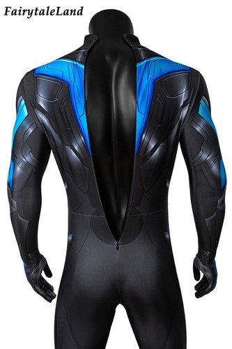 Titans Nightwing Jumpsuit Cosplay Costume Printing Superhero Bodysuit Halloween - Picture 3 of 13