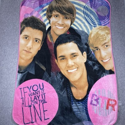 Big Time Rush Fleece Blanket Vintage 2012 Nickelodeon BTR Pink Throw 58x43