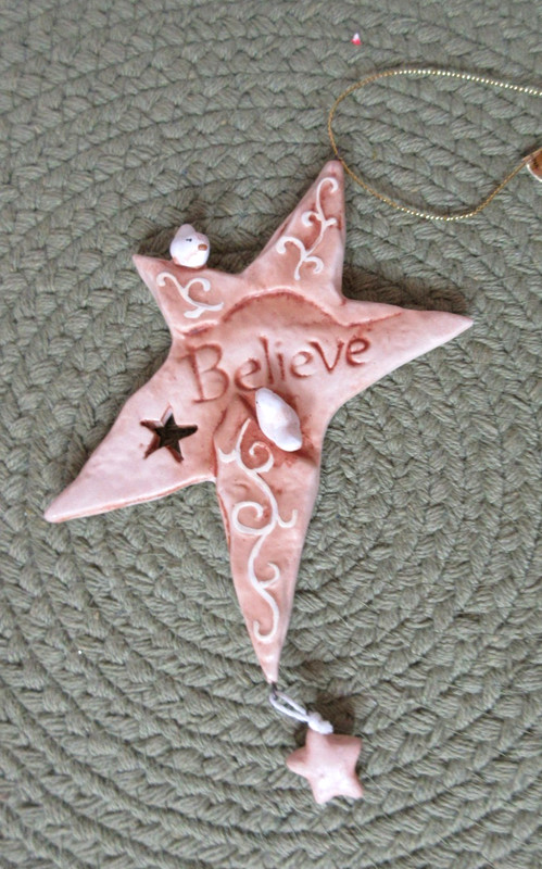 BELIEVE Ceramic Star Ornament/Wall Hanging White Birds