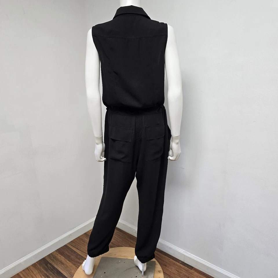 Mono CAbi Caper Talla M Negro Sin Mangas Cinturón 1/2 Cremallera Una Pieza #5944 Foto 3 de 4