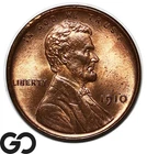 1910 Lincoln Cent Wheat Penny, Mostly Red, Superb Gem BU++ RB