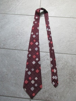 Krawatte von Commodore trevira 100% Polyester dunkelrot mit Rauten 136 x 12 cm