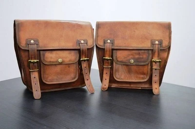 Leder Motorradtasche Seitentasche Packtaschen echt Sattel Handarbeit... - Bild 1 von 4