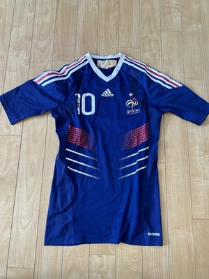 adidas France Zidane #10 Soccer Jersey Blue White Red Size L World