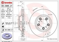 2X Brembo Bremsscheibe 09.C985.21 FüR Porsche